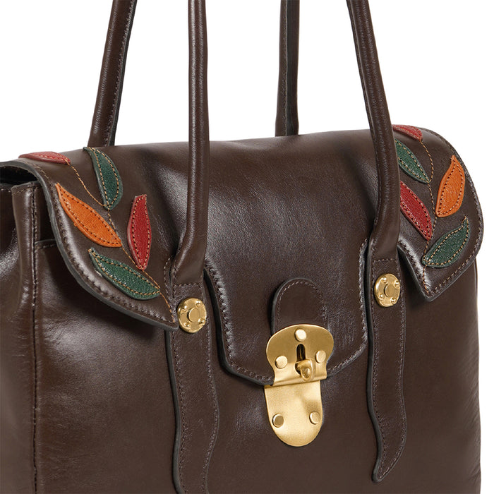 Forest 02 Brown Leather Tote Bag