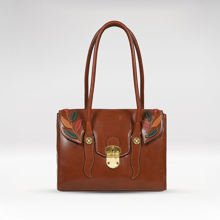 Forest 02 Tan Leather Tote Bag
