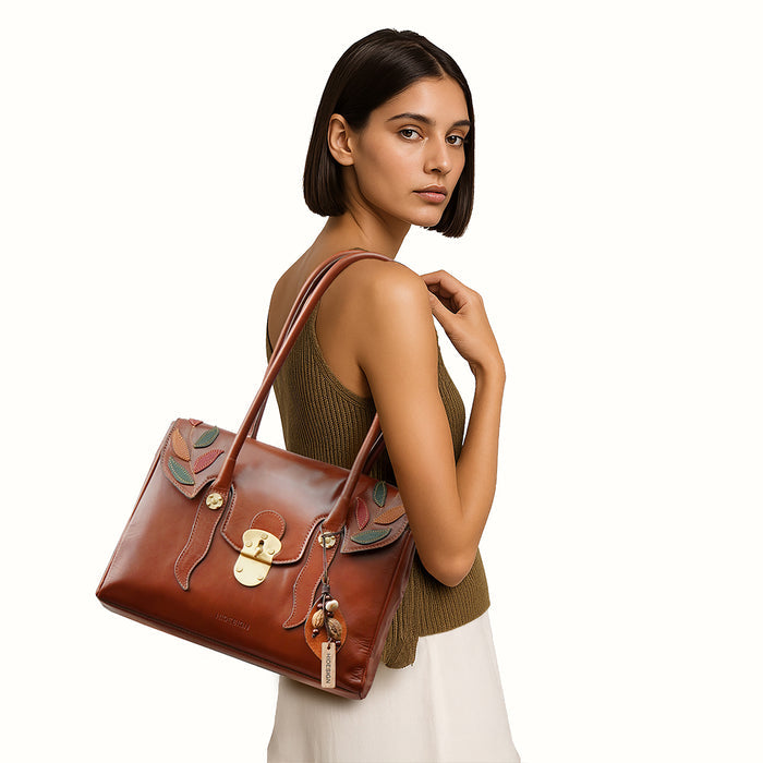 Forest 02 Tan Leather Tote Bag