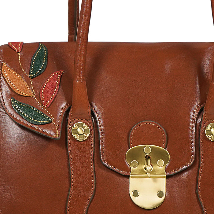 Forest 02 Tan Leather Tote Bag