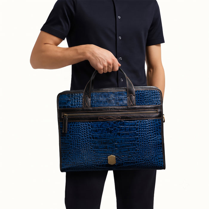 Fort Worth 03 Blue Leather  Briefcase