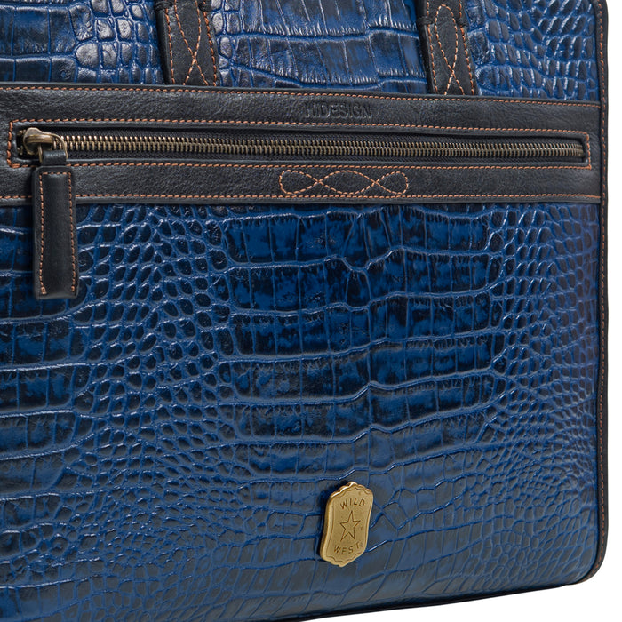 Fort Worth 03 Blue Leather  Briefcase