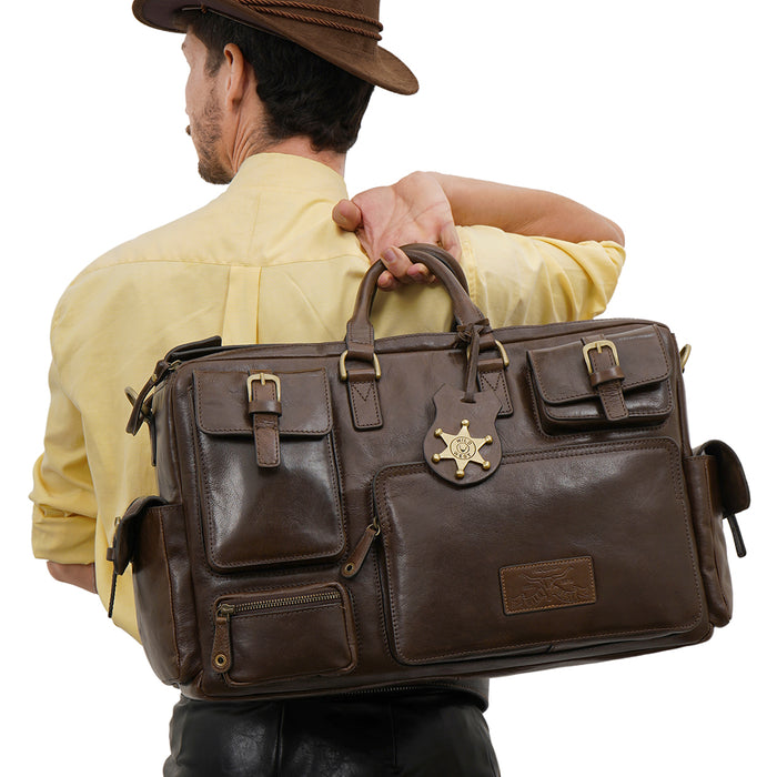 Fort Worth 04 Brown Leather Duffle Bag