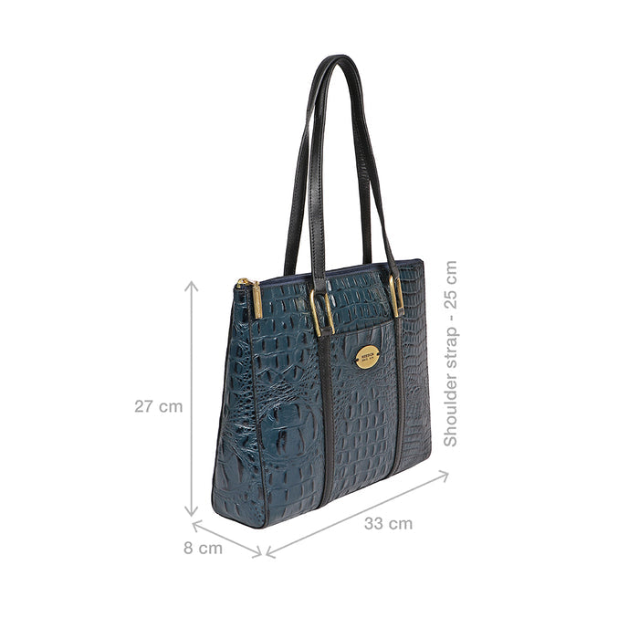 Fuschia 02 Sb Blue Leather Tote Bag
