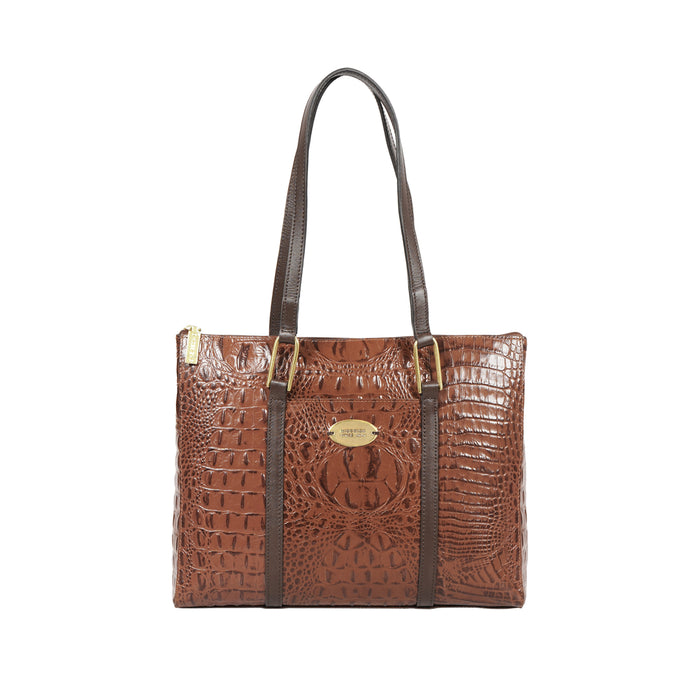 Fuschia 02 Sb Tan Leather Tote Bag