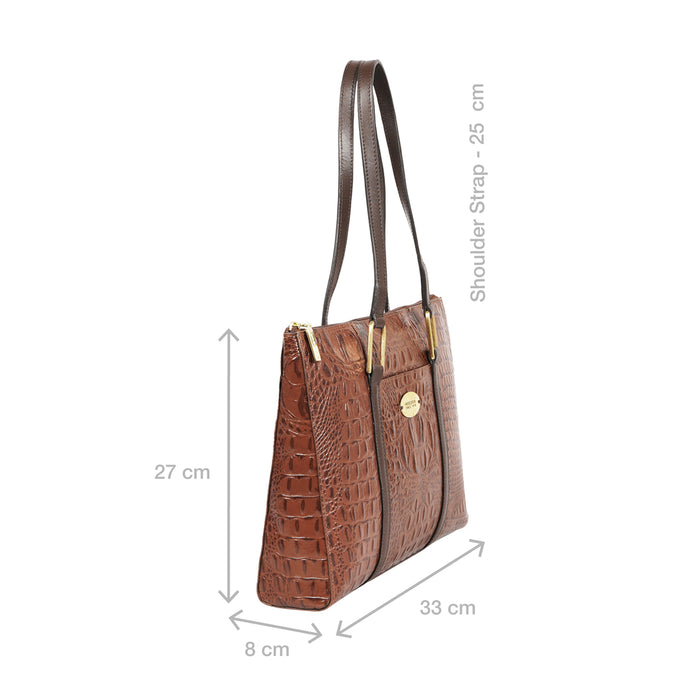 Fuschia 02 Sb Tan Leather Tote Bag