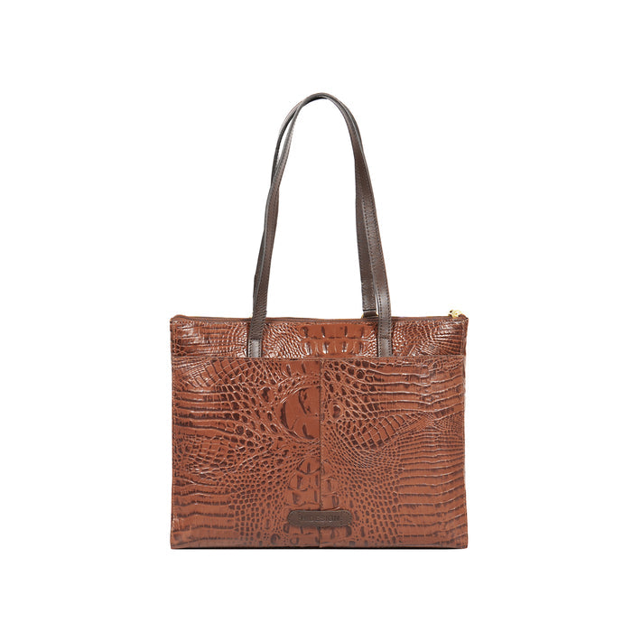 Fuschia 02 Sb Tan Leather Tote Bag