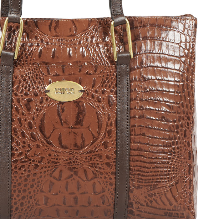 Fuschia 02 Sb Tan Leather Tote Bag