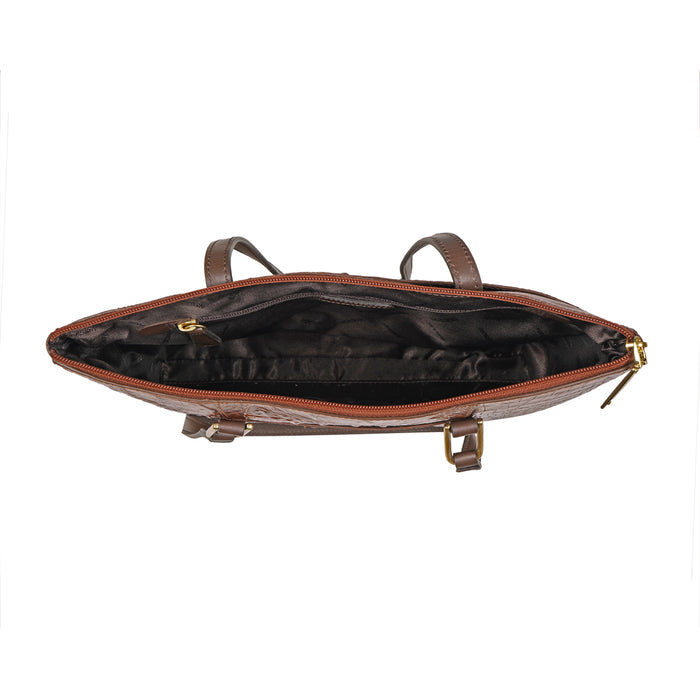 Fuschia 02 Sb Tan Leather Tote Bag
