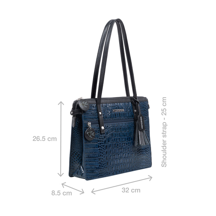 Galaxy 02 Blue Leather Tote Bag