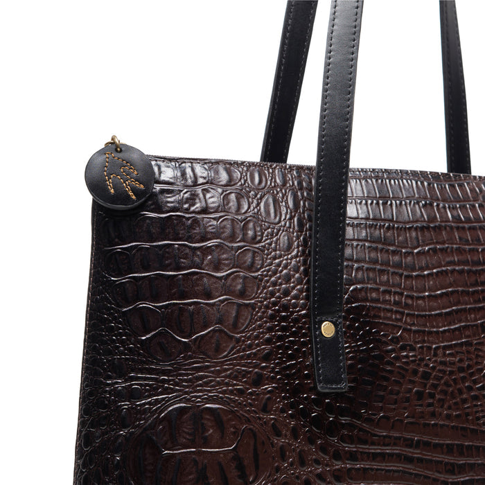 Galaxy 03 Brown Leather Tote Bag