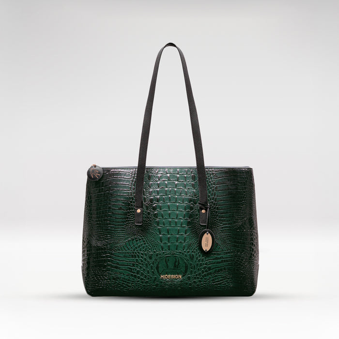 Galaxy 03 Green Leather Tote Bag