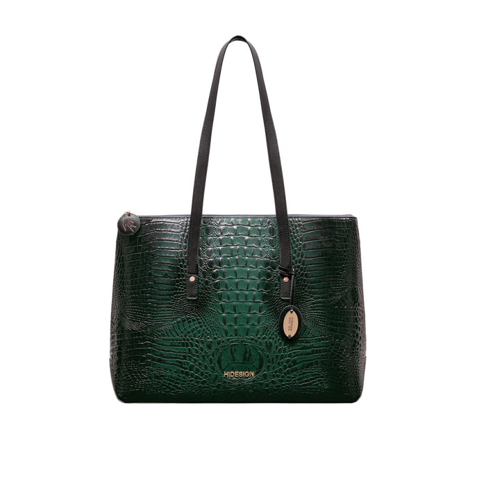 Galaxy 03 Green Leather Tote Bag