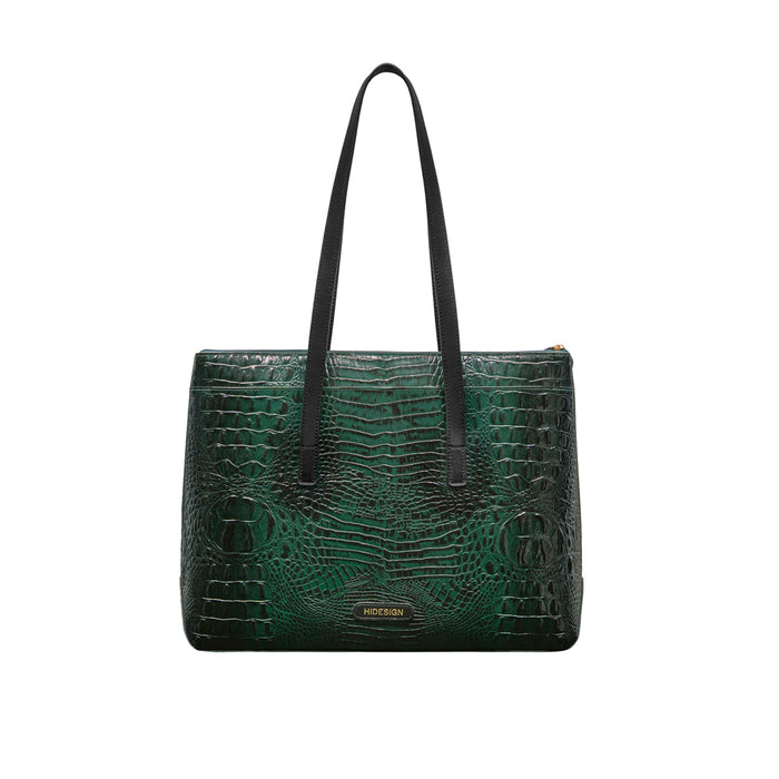 Galaxy 03 Green Leather Tote Bag