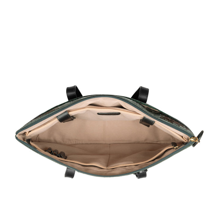 Galaxy 03 Green Leather Tote Bag