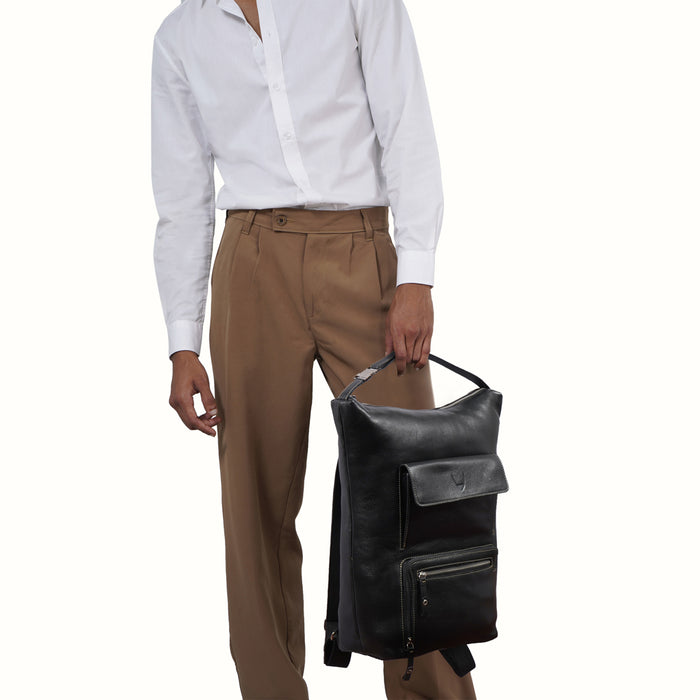 Gangnam 01 Black Leather  Backpack