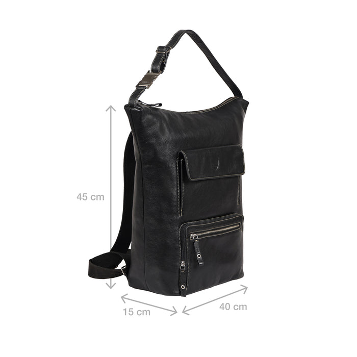 Gangnam 01 Black Leather  Backpack