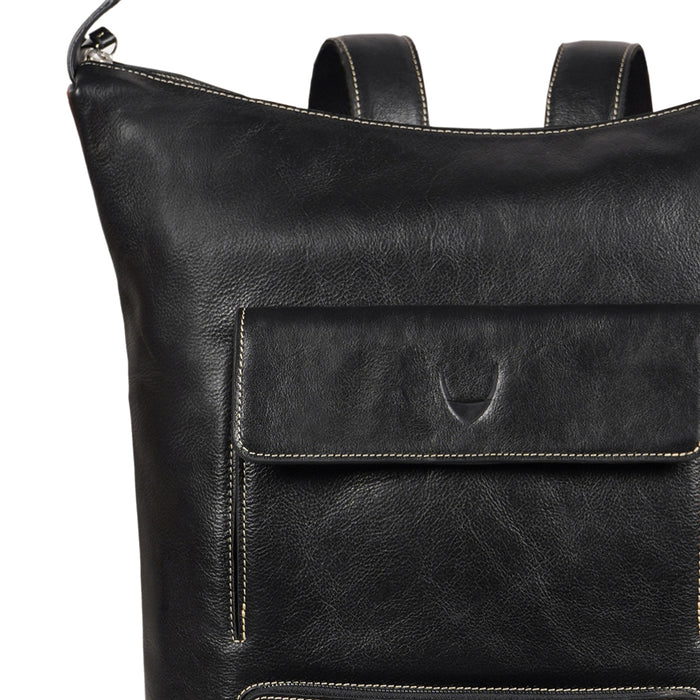 Gangnam 01 Black Leather  Backpack