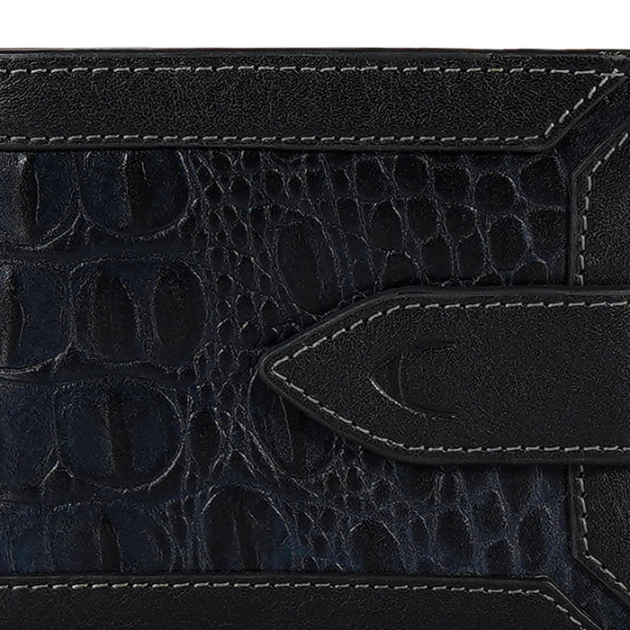 Gangnam W3 Blue Leather Bi-Fold Wallet