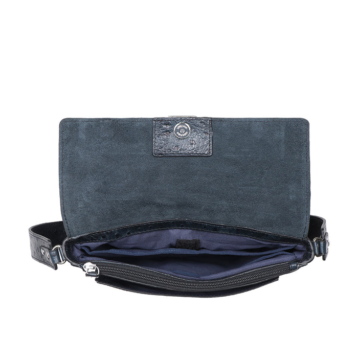 Gatwick-01 Blue Leather Shoulder Bag