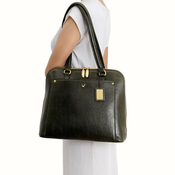 Geisha 02 Olive Leather Shoulder Bag