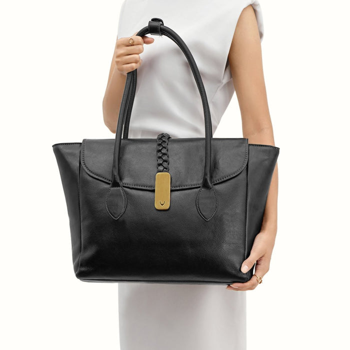 Geisha 04 Black Leather Laptop Bag
