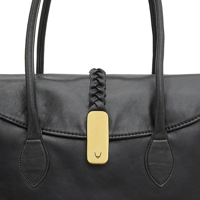 Geisha 04 Black Leather Laptop Bag