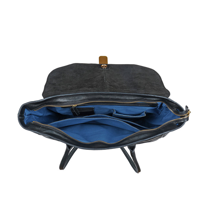 Geisha 04 Black Leather Laptop Bag