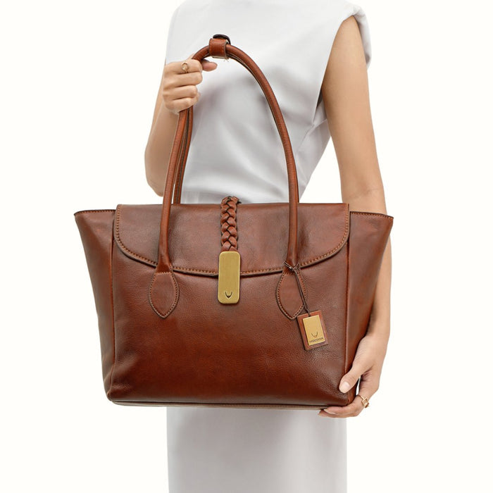 Geisha 04 Tan Leather Laptop Bag