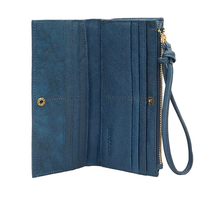 Geisha W2 Blue Leather Bi-Fold Wallet
