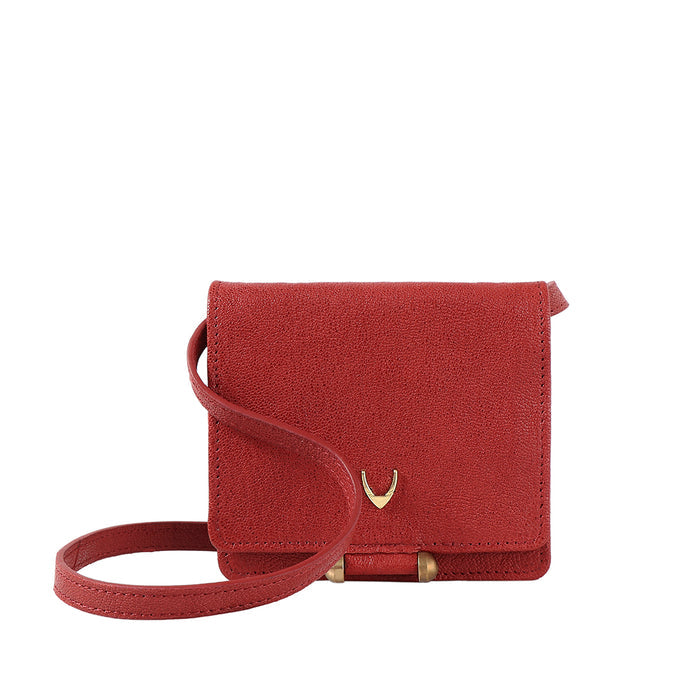 Geisha W3 Red Leather Sling Wallet