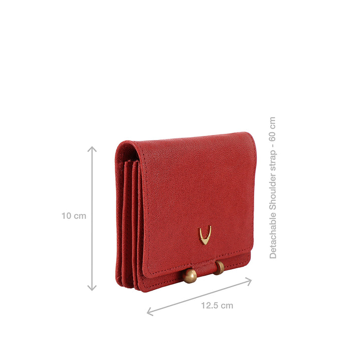 Geisha W3 Red Leather Sling Wallet