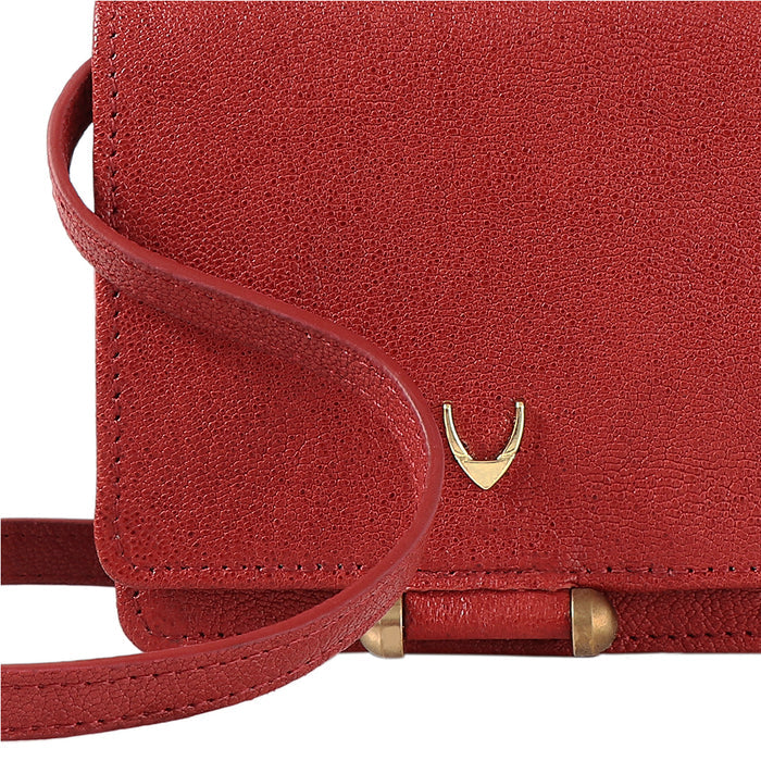 Geisha W3 Red Leather Sling Wallet