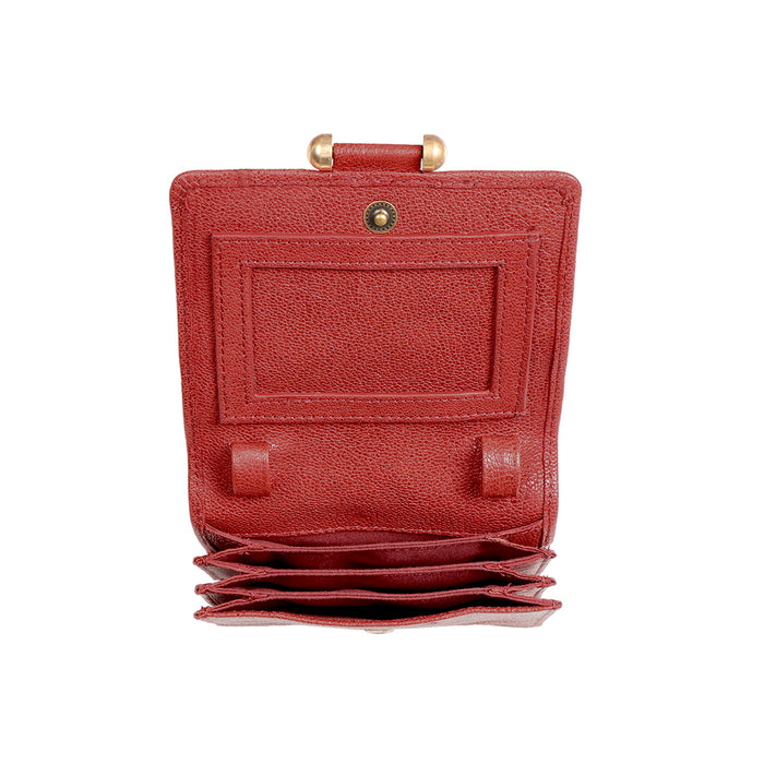 Geisha W3 Red Leather Sling Wallet