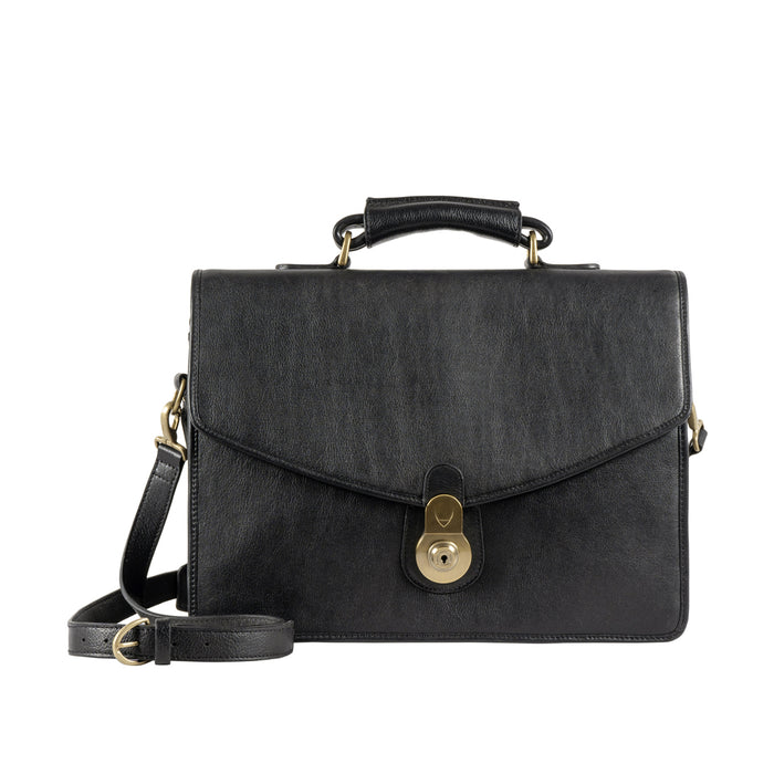 Gi First Black Leather  Briefcase