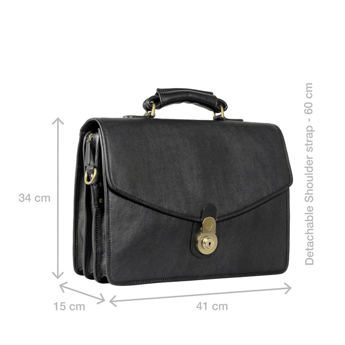 Gi First Black Leather  Briefcase