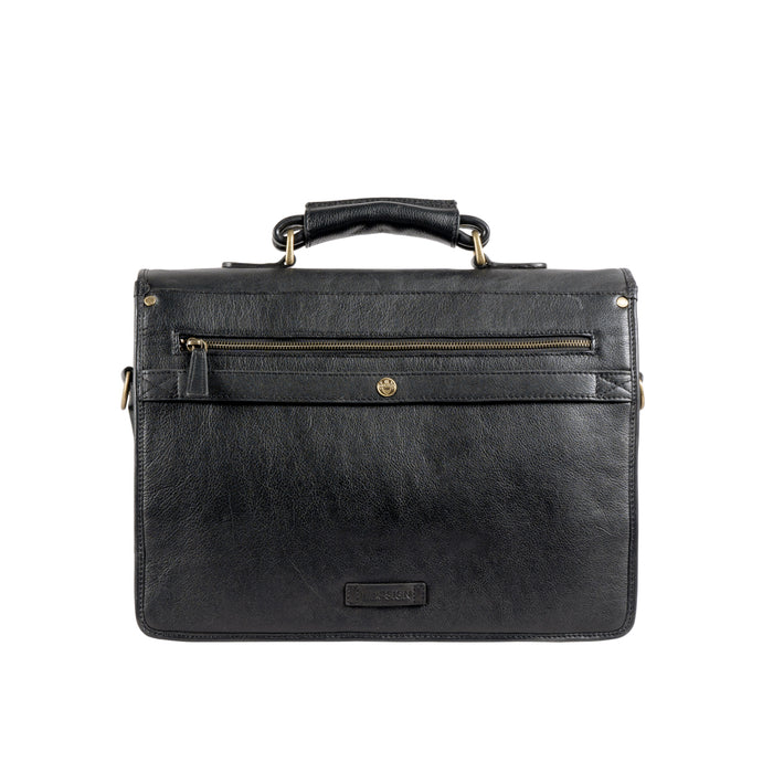 Gi First Black Leather  Briefcase