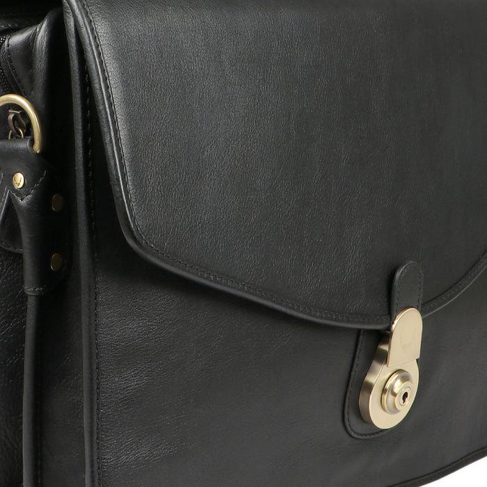 Gi First Black Leather  Briefcase