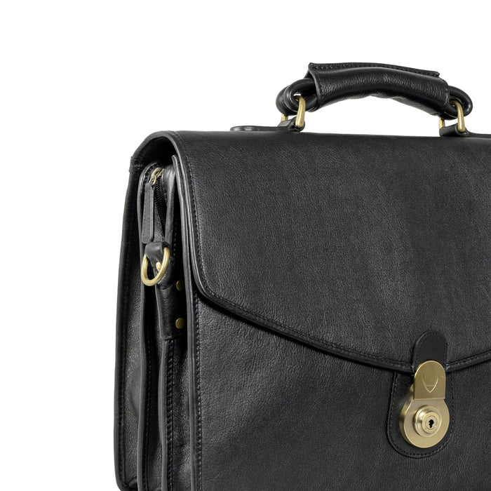 Gi First Black Leather  Briefcase