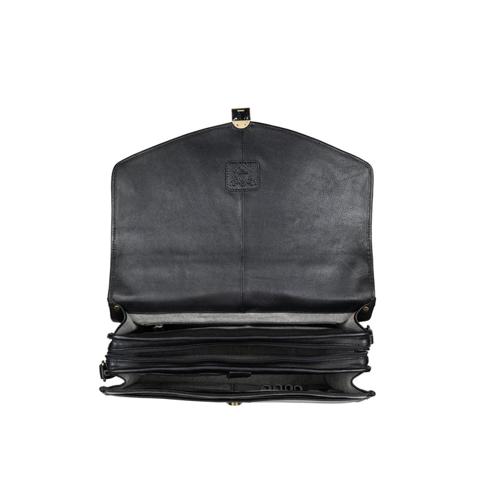 Gi First Black Leather  Briefcase