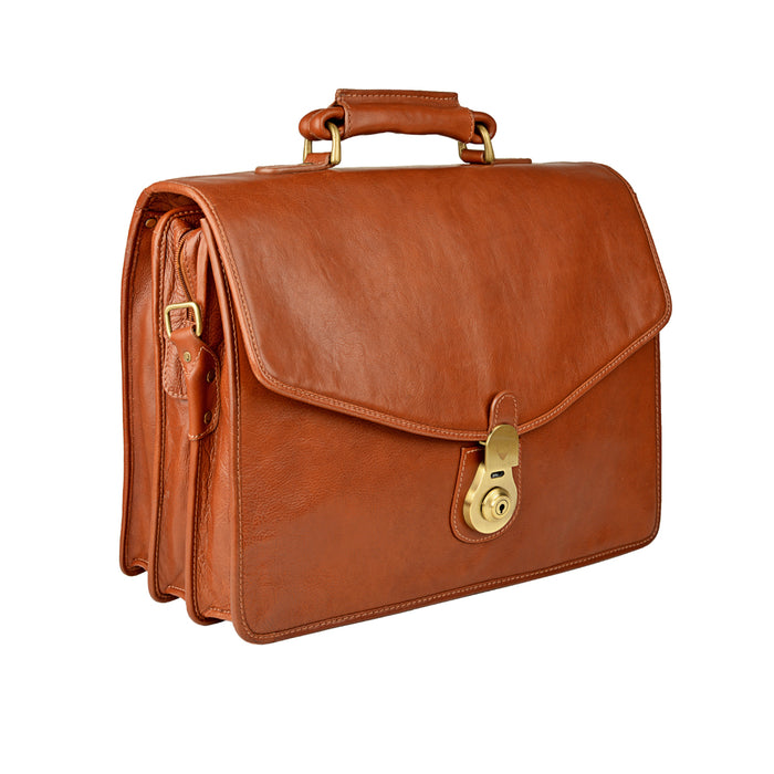 Gi First Tan Leather  Briefcase