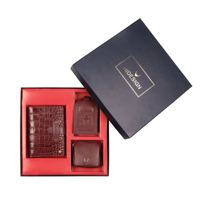 Giftbox Red Leather Travel Combo