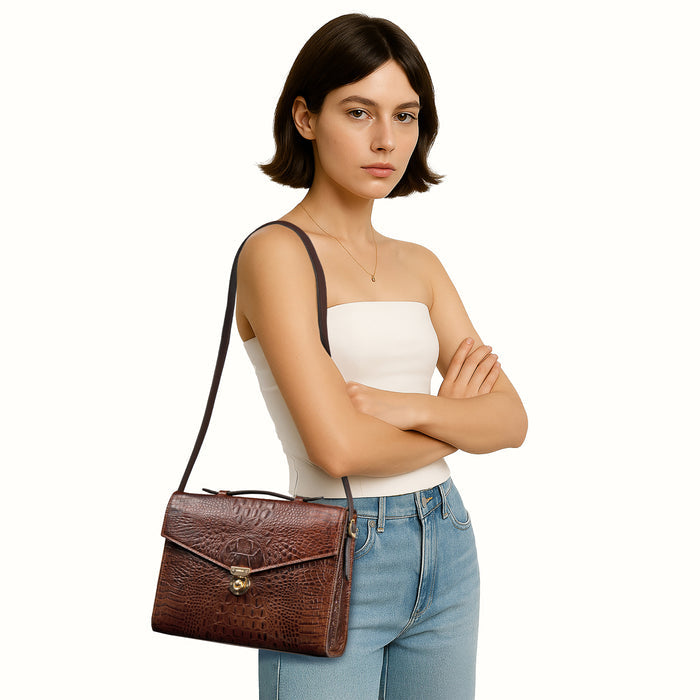 Gigi 02 Brown Leather Shoulder Bag