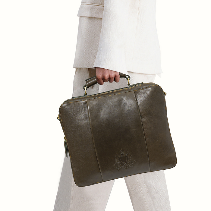 Gitano 03 Green Leather  Briefcase