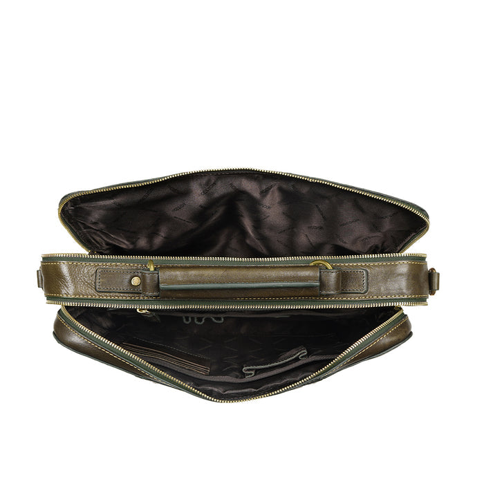 Gitano 03 Green Leather  Briefcase