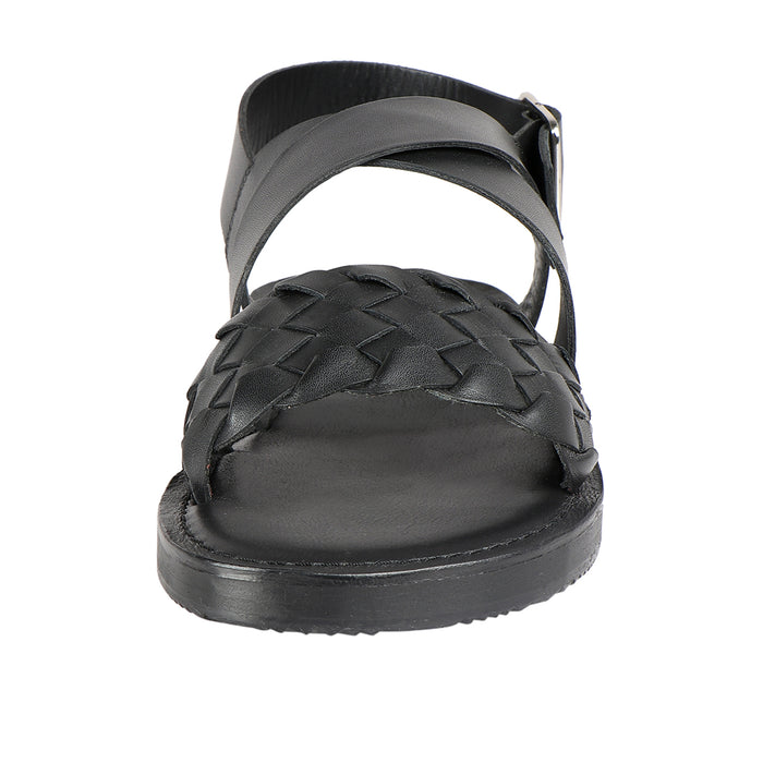 Glen Men's Black Leather Strap Sandals