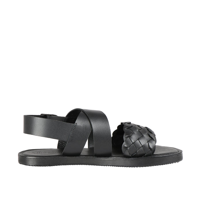 Glen Men's Black Leather Strap Sandals