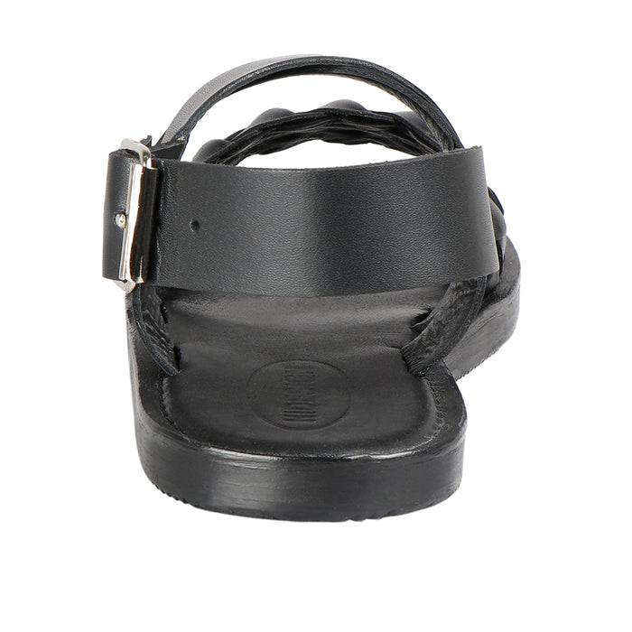 Glen Men's Black Leather Strap Sandals