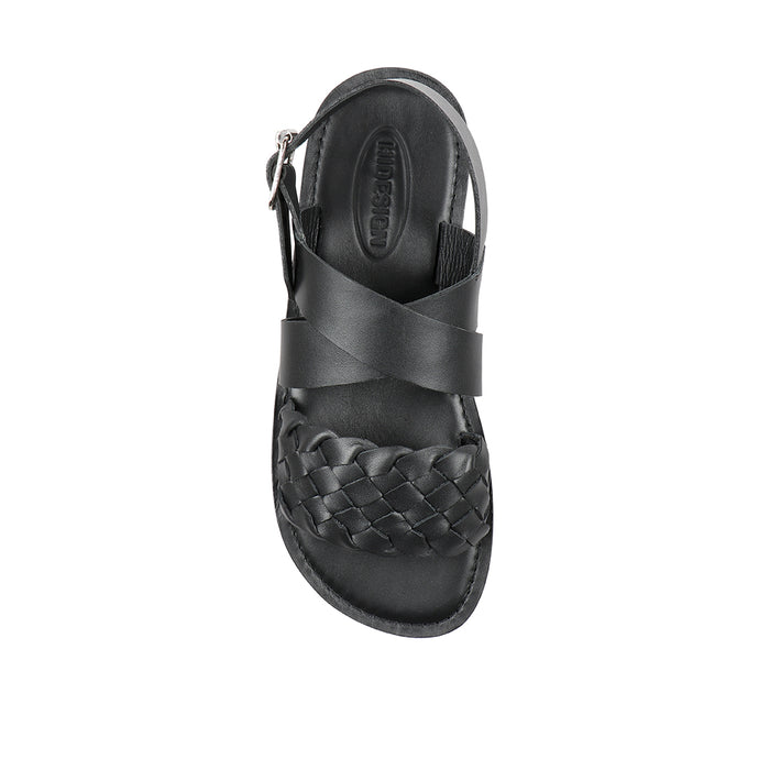 Glen Men's Black Leather Strap Sandals