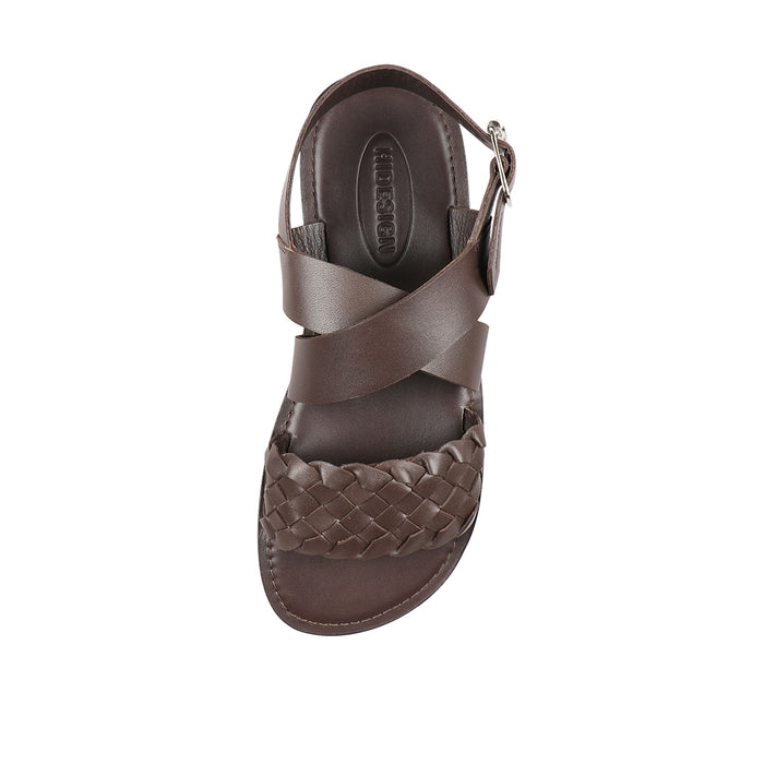 Glen Men's Brown Leather Strap Sandals